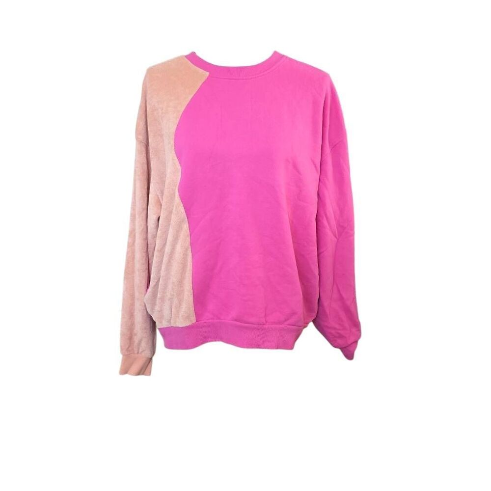 Wild Fable Women's Size Large Pink Peach Mixed Material Pullover Sweatshirt